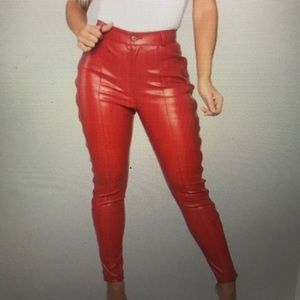 Faux Leather Red Pants M.  NWOT